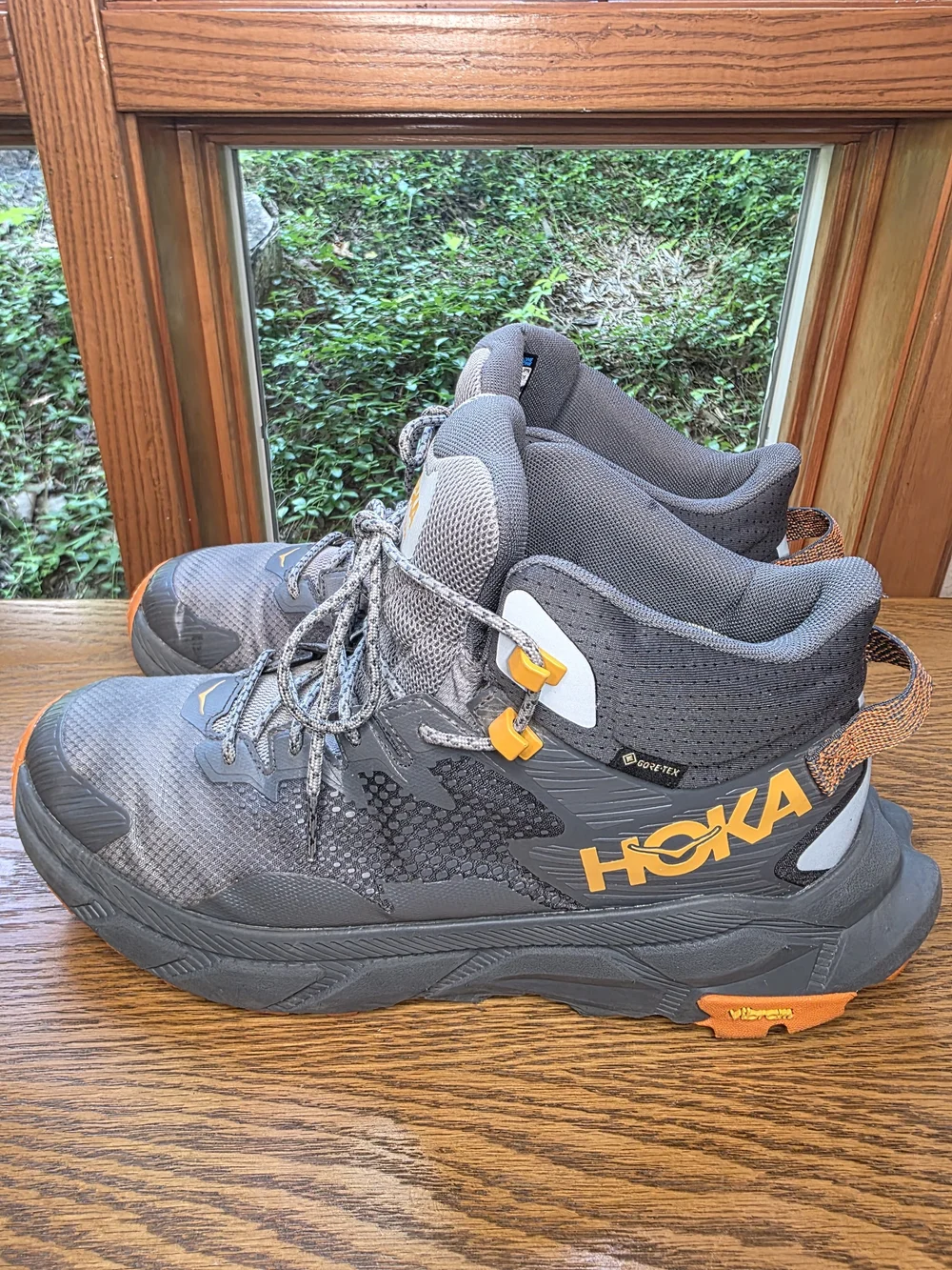 Hoka Men's Gray and Orange Trail Boots Sz 10